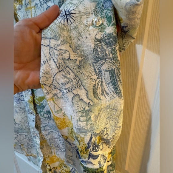 Jane and Delancey Linen Blend Italy Travel Button Up Roll Sleeve Option - Picture 5 of 7